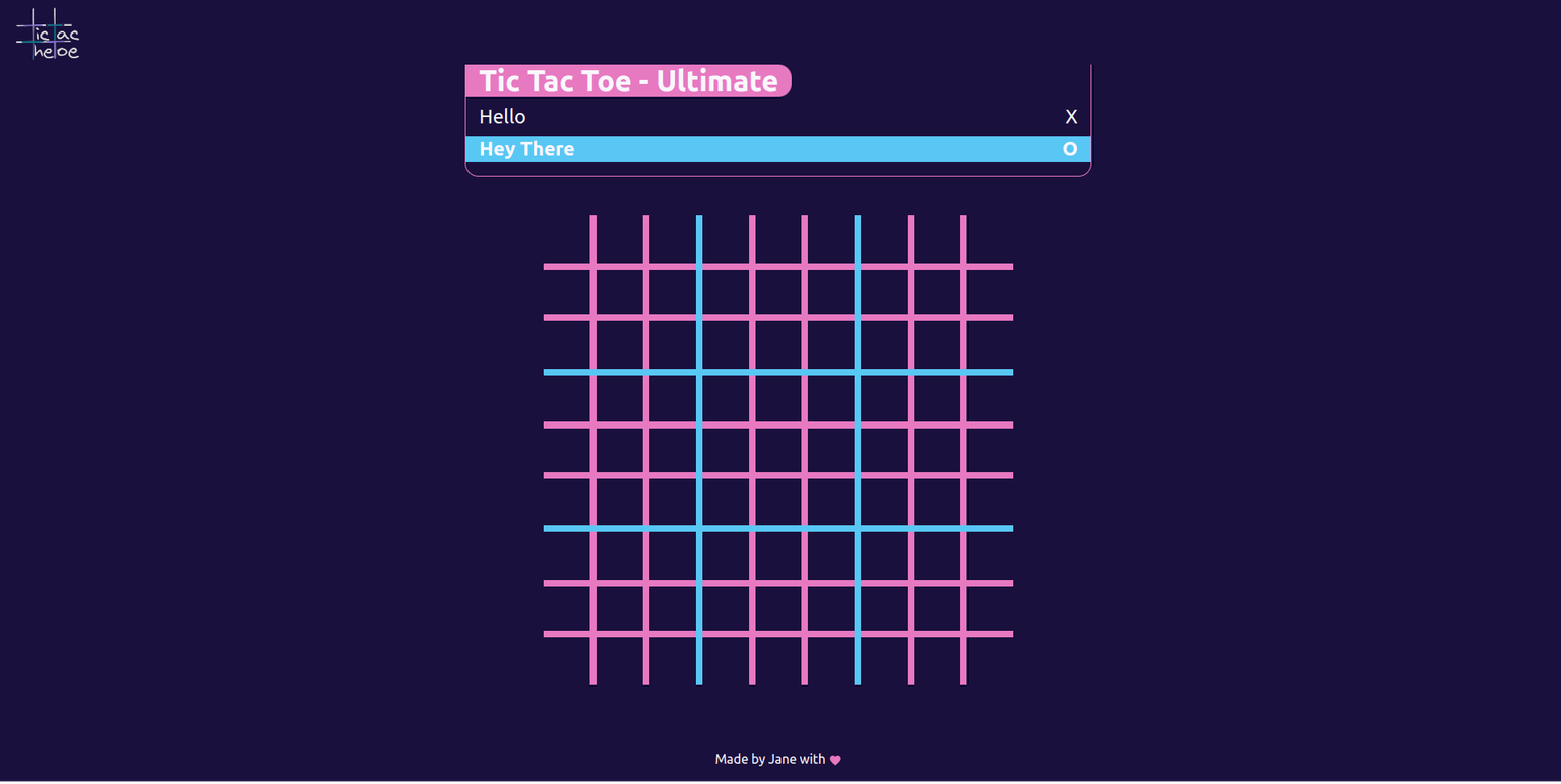 Screenshot of tictacthetoe project